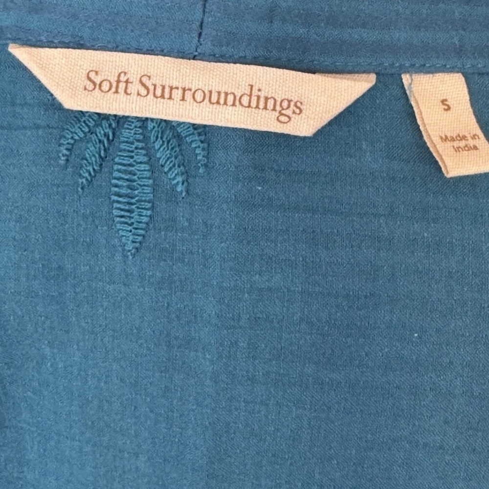 Soft Surroundings Top Nightingale Sz S Blue Beach Swim Cover Boho Vacation - Picture 10 of 10